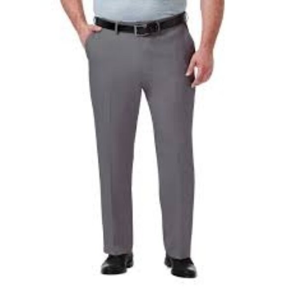 Haggar Mens 34x32 Straight Fit Gray Dress Pants All-Day Comfort Flat Front - Picture 1 of 9